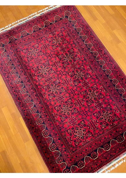 El Dokuma Afgan Halı Yıldız Desenli Bordo Renk 2 Metre Kare fiyatları