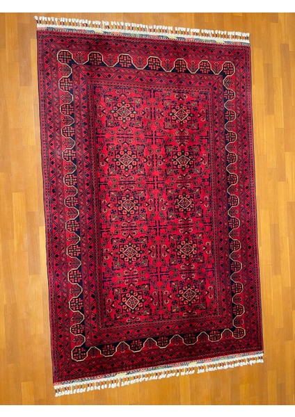 El Dokuma Afgan Halı Yıldız Desenli Bordo Renk 2 Metre Kare modelleri