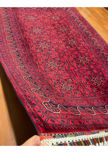 El Dokuma Afgan Halı Yıldız Desenli Bordo Renk 2 Metre Kare fırsatları