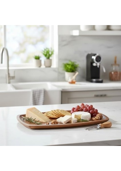 Akasya Ağacı Kayık Sunum Tepsisi (33X20 Cm) | Ahşap Servis ve Kahve Tepsisi | Peynir, Şarküteri ve Dekoratif Banyo/masaüstü Organizeri