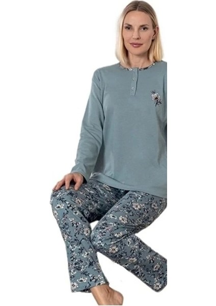 Mina Collection Kadın Pijama Takımı Uzun Kollu Yumuşak Dokulu Esnek ve Rahat Ev Giyim S/2xl