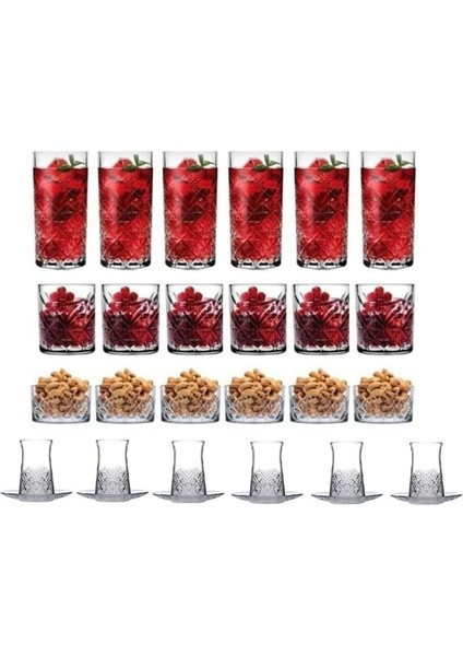 Store Timeless 30 Parça Meşrubat Bardağı Çay Bardak Çerezlik Kase Tatlı Sunum Çeyizlik Seti modelleri