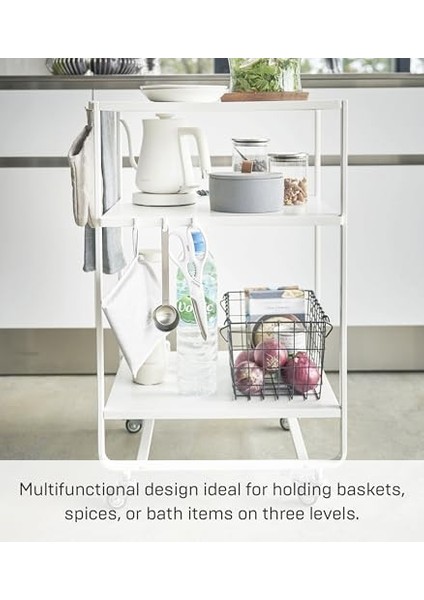 Tekerlekli Mutfak Arabası, Alaşımlı Çelik, Beyaz, Tek Boy fiyatları