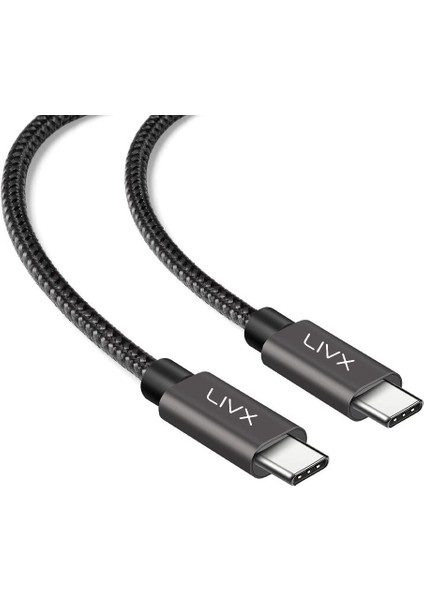 100W 5A Type C To Type C 15 Pro Max Plus Hızlı Şarj ve Data Kablosu Halat Örgülü Space Gray (2 Metre)