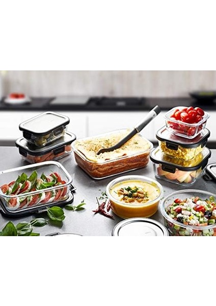 Mılo Saklama Kabı - Uygulama ile Tazelik ve Saklama Kontrollü Akıllı Beslenme Kutusu, Silikon Sızdırmaz ve Geçmeli Kilitli Camdan, Gıda Kabı, Tupperdose 400 Ml, Yuvarlak