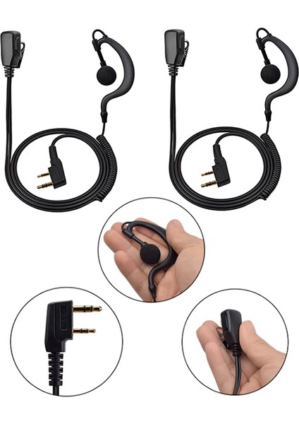 2 Adet Telsizler Için Akustik Kulaklık Siyah Spiral Kulak Içi Telsiz Kulaklığı Baofeng BF-999S BF-888S BF-777S Uv-82