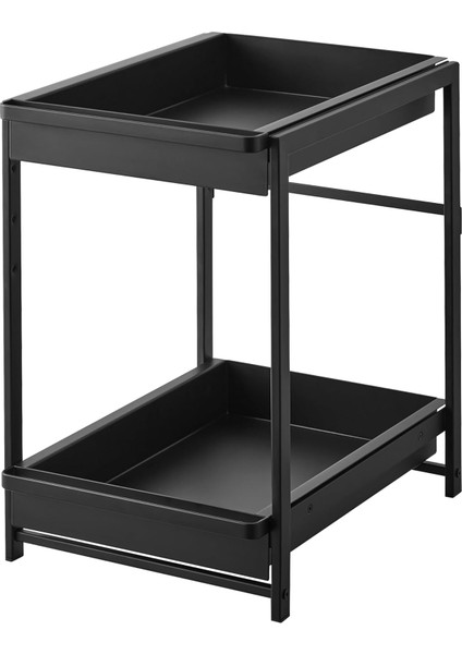 1461 Tower 2 Katlı Bulaşık Dolabı Rafı, Sürgülü Raflı, Siyah, Çelik, Minimalist, 42,4~68,5 x 30,4 x 45,3 cm fiyatları