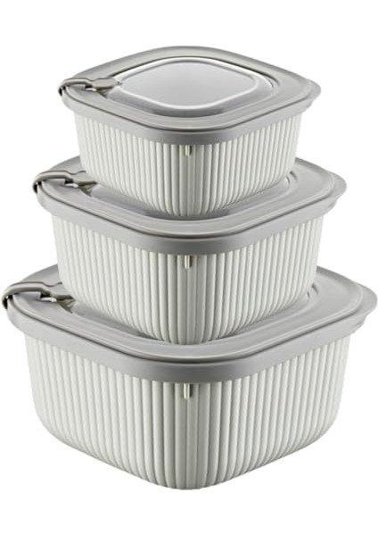 3&apos;lü Microline Saklama Kabı Seti, 600-1100-1800 Ml, Hava Tahliye Kapağı ile Mikrodalgada Kapağı Kapalı Isıtma, Vakumlu, Sızdırmaz, Bpa, Silikon Kapaklı,gıda Saklama Pp (Krem) fiyatları