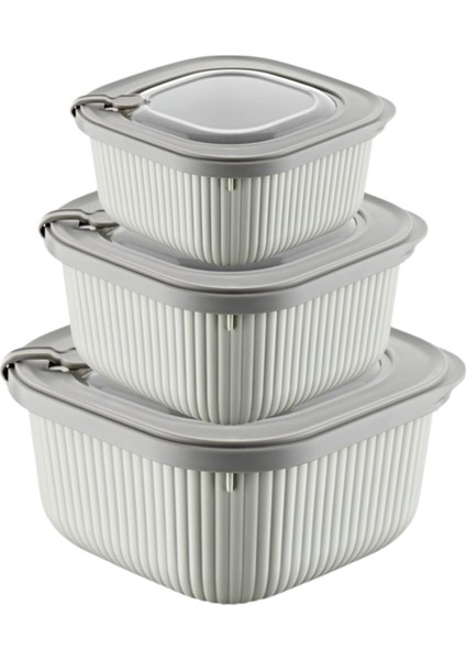 3&apos;lü Microline Saklama Kabı Seti, 600-1100-1800 Ml, Hava Tahliye Kapağı ile Mikrodalgada Kapağı Kapalı Isıtma, Vakumlu, Sızdırmaz, Bpa, Silikon Kapaklı,gıda Saklama Pp (Krem) modelleri