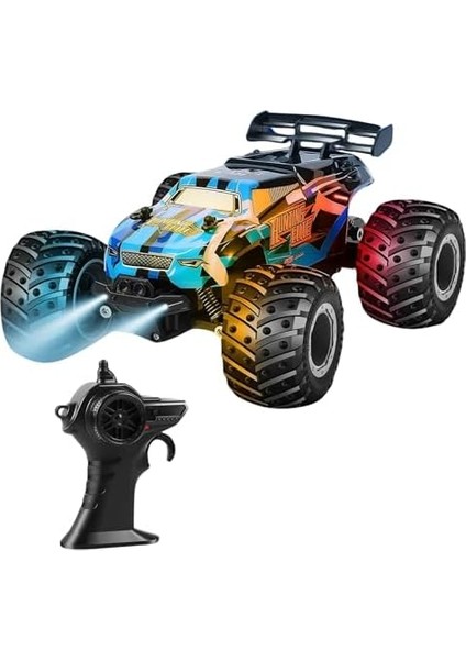 Oyuncak 2.4 Ghz Uzaktan Kumandalı Şarjlı LED Işıklı Atan 15 Km Hız Yapan Off Road Araba 45 Dk Sürüş Süresi 1200 Mah Batarya (Mavi)