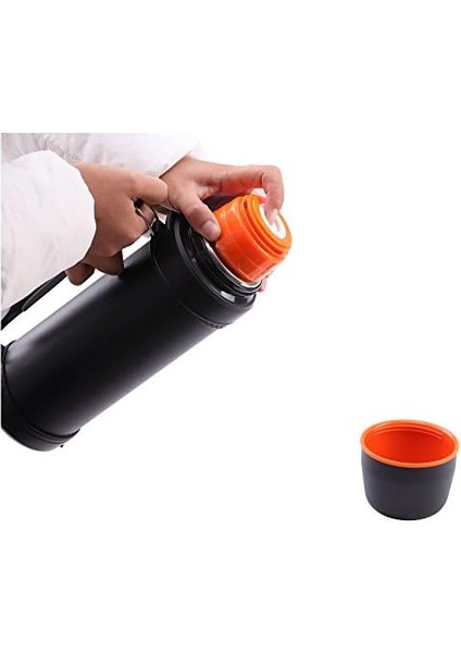 Paslanmaz Çelik Vakum Şişesi, Saplı ve Kapak Kesici ile Geniş Açıklık, Kapasite 750 ml