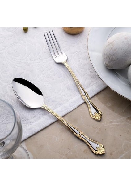 Nehir Lalezar Altın Sade 12 Kişilik 60 Parça Çatal Kaşık Takımı fiyatları