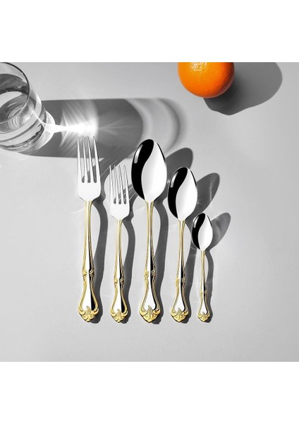 Nehir Lalezar Altın Sade 12 Kişilik 60 Parça Çatal Kaşık Takımı modelleri