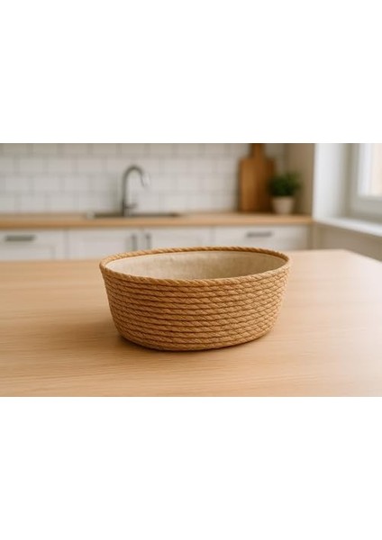 El Yapımı Hasır Ekmek Sepeti, Yıkanabilir Bez Astarlı Çok Amaçlı Oval Sunum ve Dekoratif Saklama Sepeti, Ekmeklik (22X16X8 Cm)