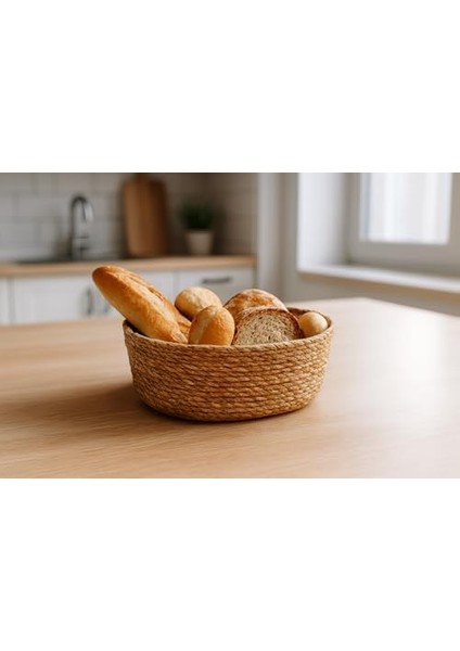 El Yapımı Hasır Ekmek Sepeti, Yıkanabilir Bez Astarlı Çok Amaçlı Oval Sunum ve Dekoratif Saklama Sepeti, Ekmeklik (22X16X8 Cm) fiyatları