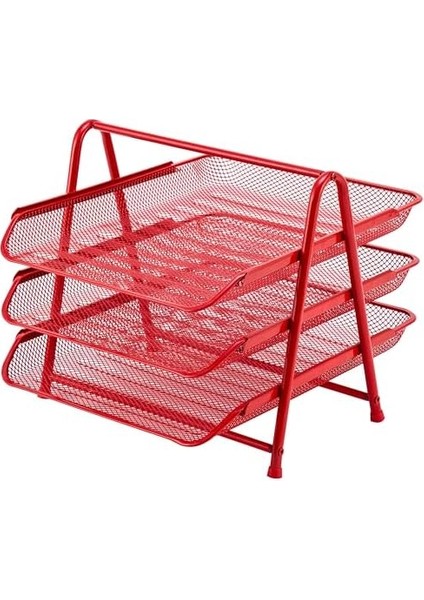 3&apos;lü Evrak Rafı Seti Kırmızı