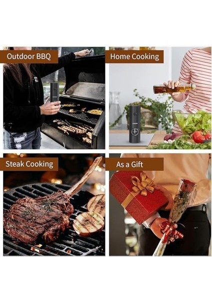 Elektrikli Tuz ve Karabiber Öğütücü, LED Işıklı Elektrikli Karabiber Değirmeni, Tek Elle Çalıştırma, Ayarlanabilir Öğütme Kalınlığı, Pil Dahil Değildir (Siyah) modelleri