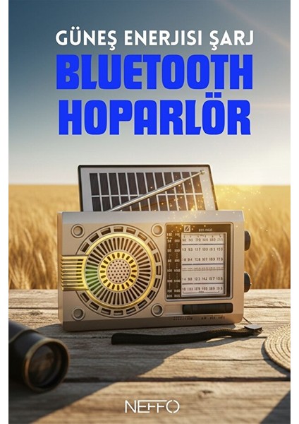 Taşınabilir Bluetooth Hoparlör - Güneş Enerjisi Şarj – Radyo, Usb, Tf Kart, Aux, LED Fenerli