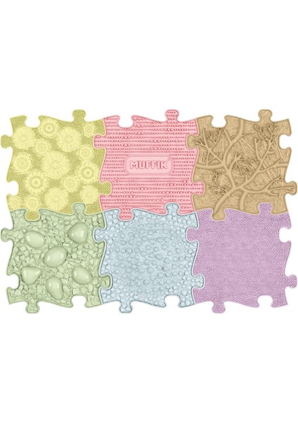 Baby Pastel Set - 0-3 Yaş Bebek Duyu Gelişim Matı - 6&apos;lı Ortopedik Aktivite Matı - Tummy Time Destek Matı - Fizyoterapi Matı