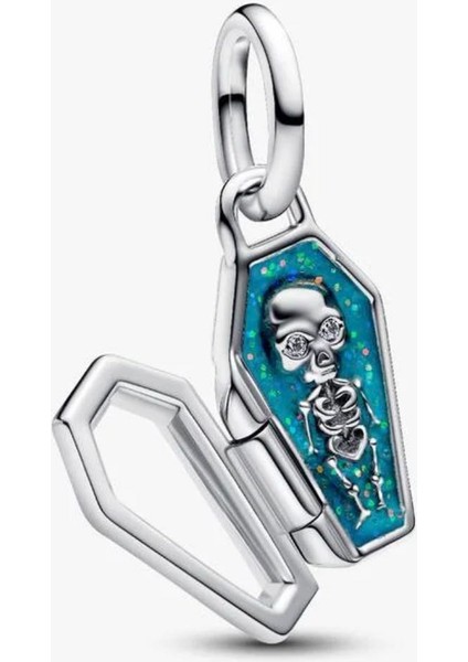 Karanlıkta Parlayan Açılabilir Tabut Charm S925 Ayar Cadılar Bayramı