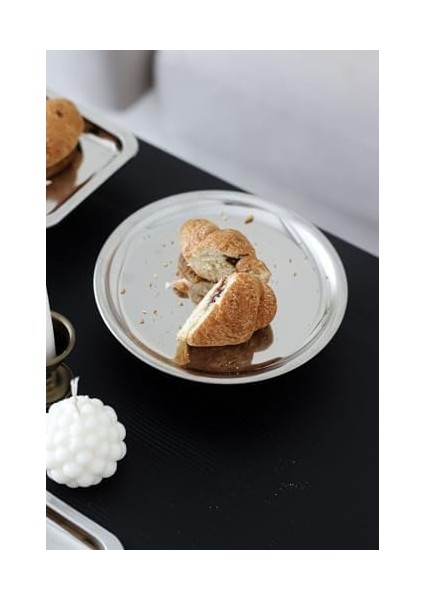 & Ahşap Tabanlı Metal 18 cm Yuvarlak Servis/sunum Tabak Dekoratif Stand fiyatları