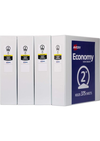 5 cm Economy View 3 Halka Bağlayıcı, Yuvarlak Halka, 8.5" x 11" Kağıt Tutar, 4 Beyaz Bağlayıcı (19202)