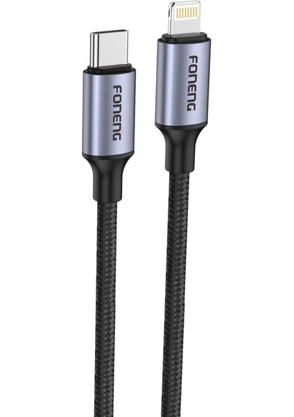 Foneng X95 Hızlı Şarj Özellikli Type-C To Lightning Kablo 20W, 1.2 Metre, Siyah modelleri