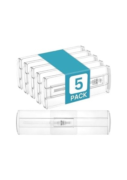 Şeffaf Plastik Çekmece Düzenleyici Organizer, Ayarlanabilir Kilitlenebilir Bölücü, 5 Adet