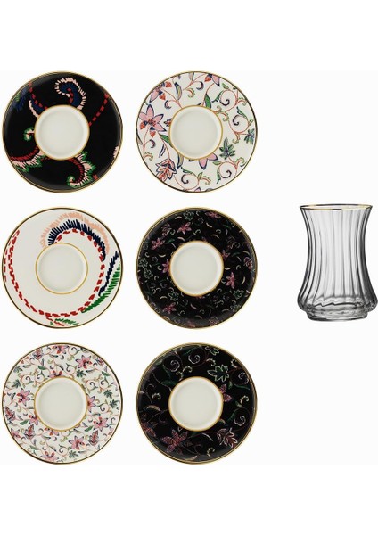 Sandro Moreno 1453 Desen Yağmuru Optik 12 Parça Altı Kişilik Çay Seti 110 ml