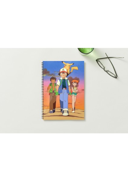 Pokemon A5 Metal Spiralli Çizgisiz Sert Kapak Pokemon Defter