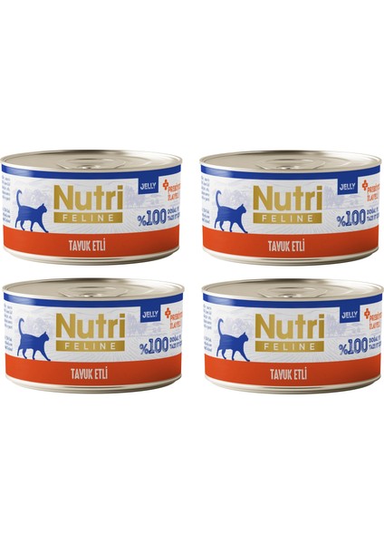 Tavuk Etli Jöleli Tahılsız Yetişkin Kedi Konservesi 70 Gr. x 4 Adet