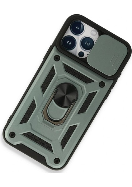 iPhone 15 Pro Max Kılıf Pars Lens Yüzüklü Silikon - Yeşil fiyatları