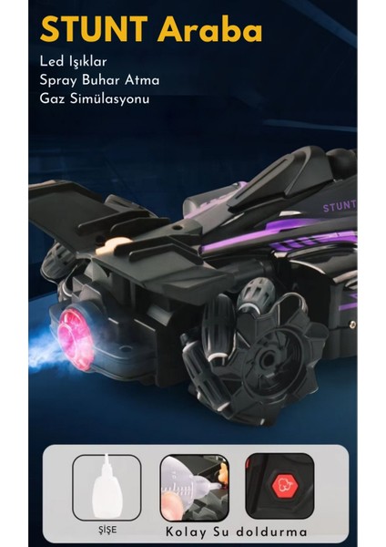 Uzaktan Kumandalı El Sensörlü LED Işıklı Buhar Atan 15 Km/h Yapan Drift Atan Formula 1 Yarış Arabası modelleri