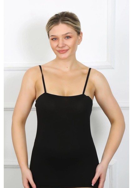 Moda Bayan Ip Askılı Atlet Siyah