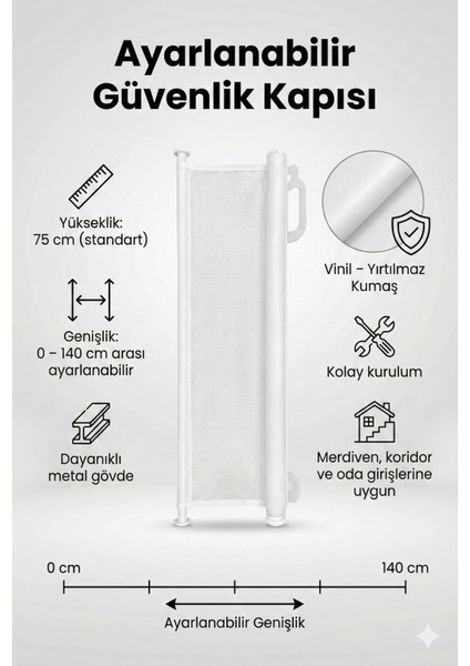 Geri Çekilebilir Çocuk Kapısı Toplanabilir Bebek Kapısı Otomatik Köpek Kapısı