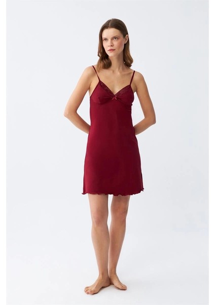 Moda Ip Askılı Penye Gecelik Bordo fiyatları