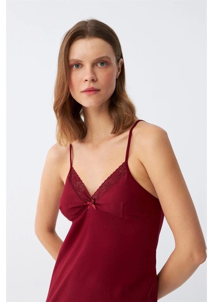 Moda Ip Askılı Penye Gecelik Bordo fırsatları