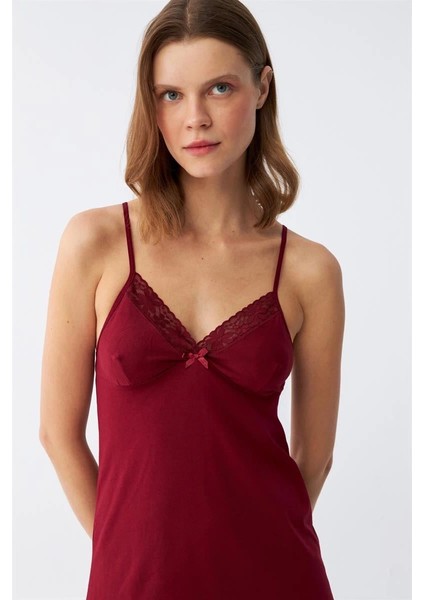Moda Ip Askılı Penye Gecelik Bordo indirimleri