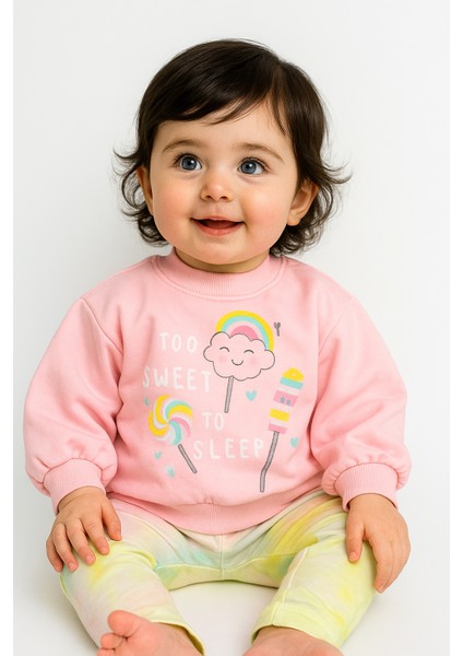 Sweet To Sleep Yazılı Şeker Desenli Kız Bebek Taytlı Takım 0-3 / 3-6 / 6-9 Ay fiyatları