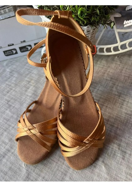 Saten Bantlı 6 cm Topuklu Salsa , Bacata, Dans ve Abiye Ayakkabısı