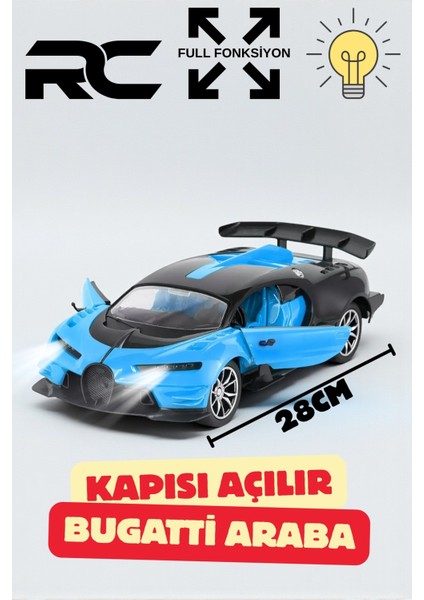 Uzaktan Kumandalı Şarjlı Full Fonksiyon Işıklı Kapıları Açılıp Kapanır Araba 28CM