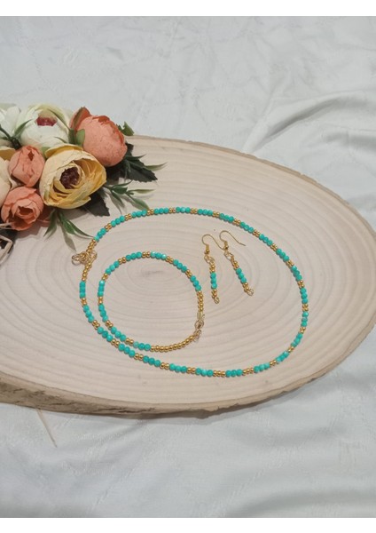 Mavi Sedef Kolye, Bileklik ve Küpe Takı Seti fiyatları