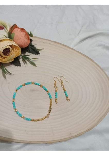 Mavi Sedef Kolye, Bileklik ve Küpe Takı Seti