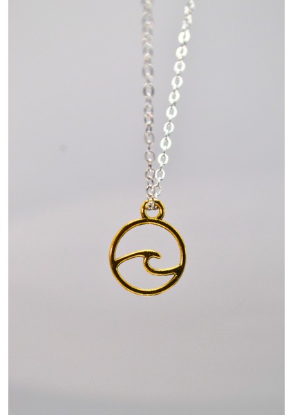 Mmif Okyanus Dalgası Kolye Ucu Altın Renk ve Gümüş Kaplama Kolye Kadın 46 cm fiyatları