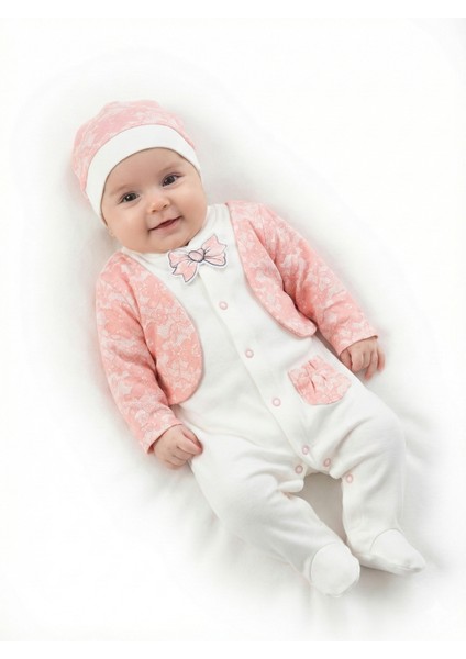 Bolerolu Kız Bebek Tulum 2 Parça 0-3 Ay