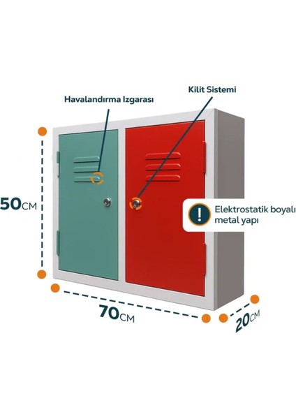 Narkotik Dolabı 50X70X20 cm Toksin Dolabı Kırmızı Yeşil Dolap Yönetmeliğine Uygun