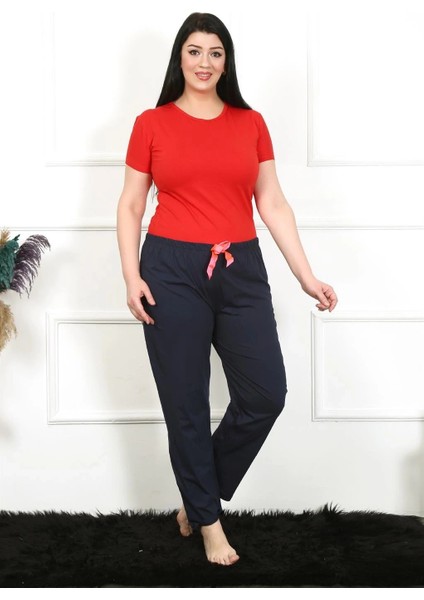 Moda Kadın Pamuklu Büyük Beden Alt Pijama Lacivert