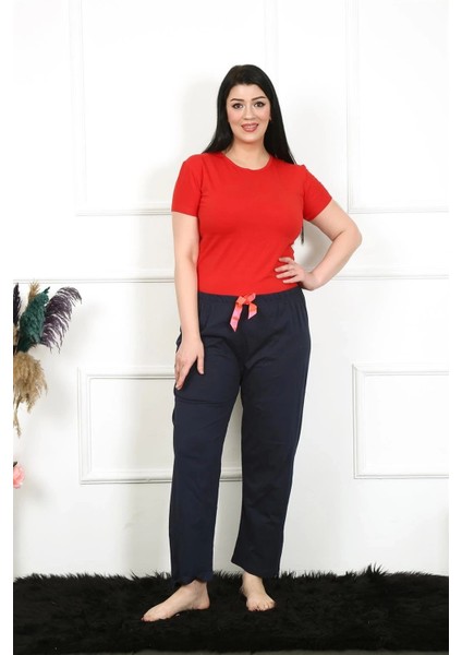Moda Kadın Pamuklu Büyük Beden Alt Pijama Lacivert modelleri