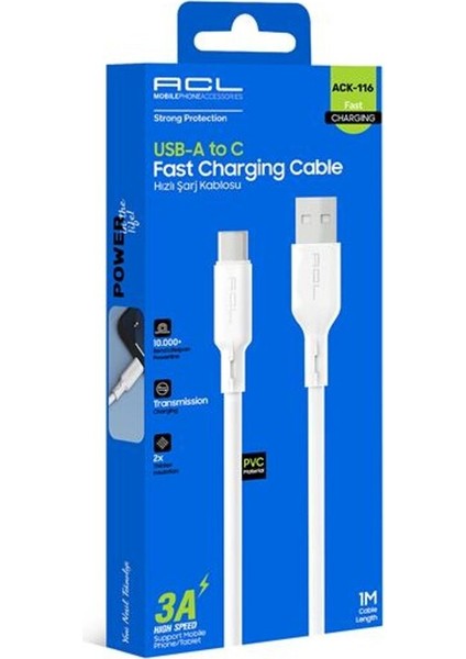 ACK-116 3A Hızlı Şarj Kablosu 1 Metre Şarj Kablosu fiyatları