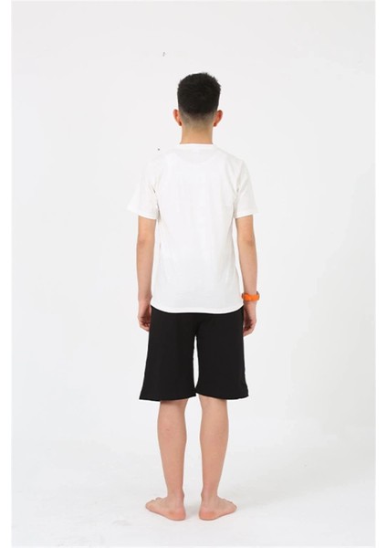 Moda Erkek Genç Garson Boy Kısa Kol Ekru Penye Şortlu Pijama Takımı fırsatları